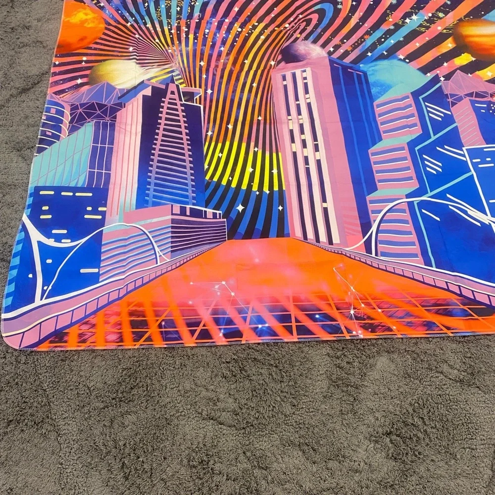 Vibrant Cityscape Tapestry in Multicolor